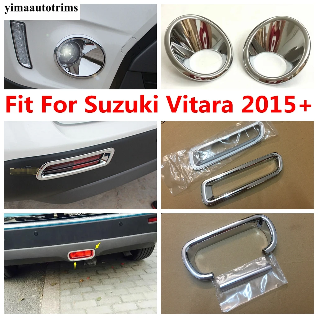 

Front Rear Fog Tail Brake Light Lamp Ring Strip Cover Trim For Suzuki Vitara Escudo 2015 - 2018 ABS Chrome Exterior Accessories