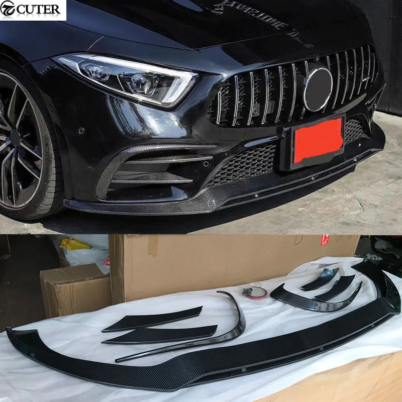 

W257 Cls300 Cls53 Amg Style Carbon Fiber Front Bumper Lip for Benz Cls300 Cls53 Car Body Kit 2019