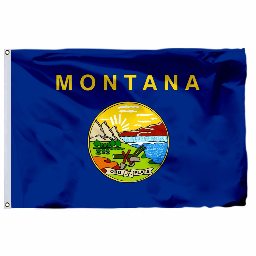 US State Montana Flag 3x5ft America 21x14cm United States Double Stitched High Quality Banner 90x150cm USA For Home Decoration