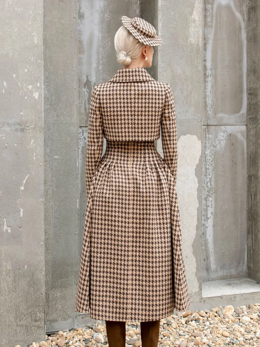 Conjunto de falda abombada con eslinga, chaqueta de tweed y vestido semiformal, chaqueta de viento fragante pequeña, puerta de la percepción de la tienda de sastre