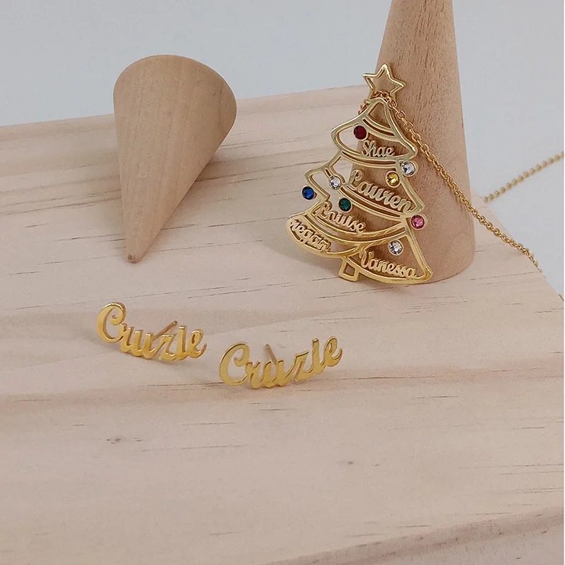 Gold Plated Cursive Nameplate Stud Earring  Custom Name Earrings For Women Gift For Best Friend Girls  925 Silver Jelwery