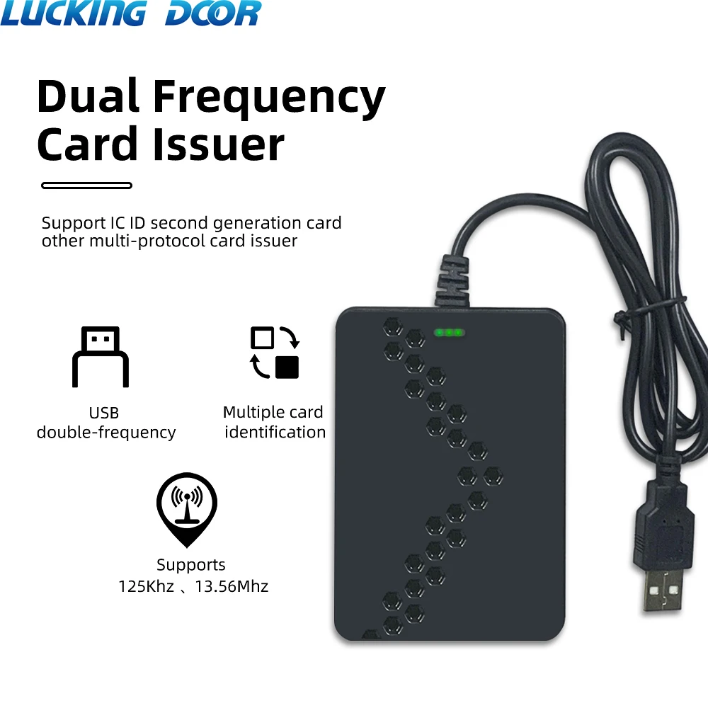 

125khz+13.56Mhz RFID Reader Port EM4100 TK4100 Card Sensitivity Smart USB Card Reader Support Window USB Proximity Reader