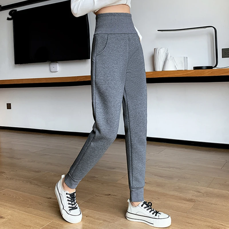 

Seoulish 2021 New Autumn Winter Casual Women's Sweatpants High Waist Thicken Lamb Warm Outdoor Harem Pants with Pockets Ladies