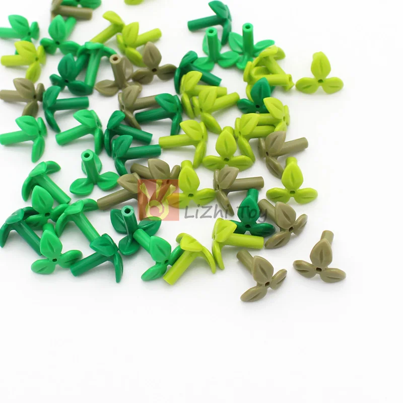 MOC 37695 Plant Stem with 3 Leaves And Bottom Pin Home Garden Grass Buildings Blocks Bricks Accesories Parts for Hobby Modeling