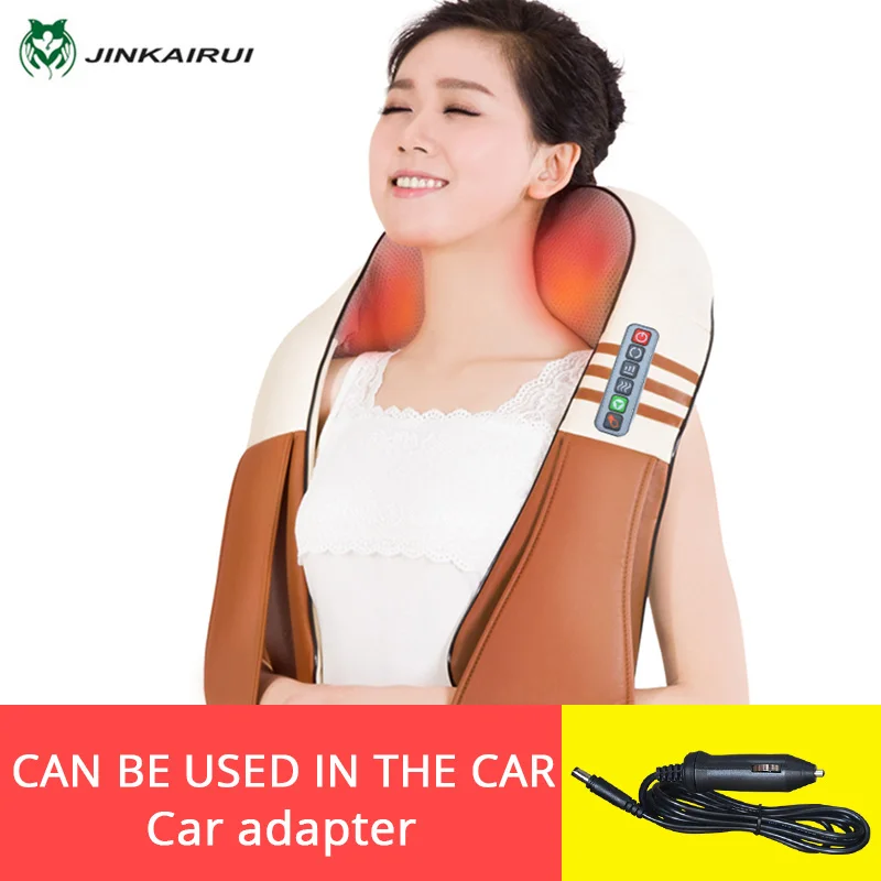 JinKaiRui 16 Massage Heads Heating Neck Shoulder Kneading Massager Cervical Health Care Back Waist Relaxation Massage Shawl