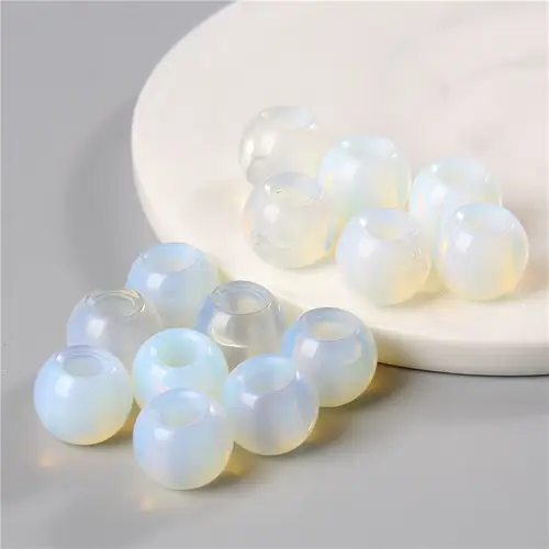 10pcs/Lot 8x14mm 5mm Big Hole Natural Round Jades Jaspe Stone Crystal Spacer Beads Charm Pendant For Jewelry Making Accessories - Image 26