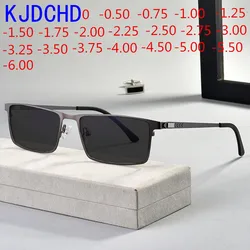New titanium alloy men's fashion photochromic square myopia glasses ladies optical prescription glasses 0 -0.5 -0.75 to -6.0