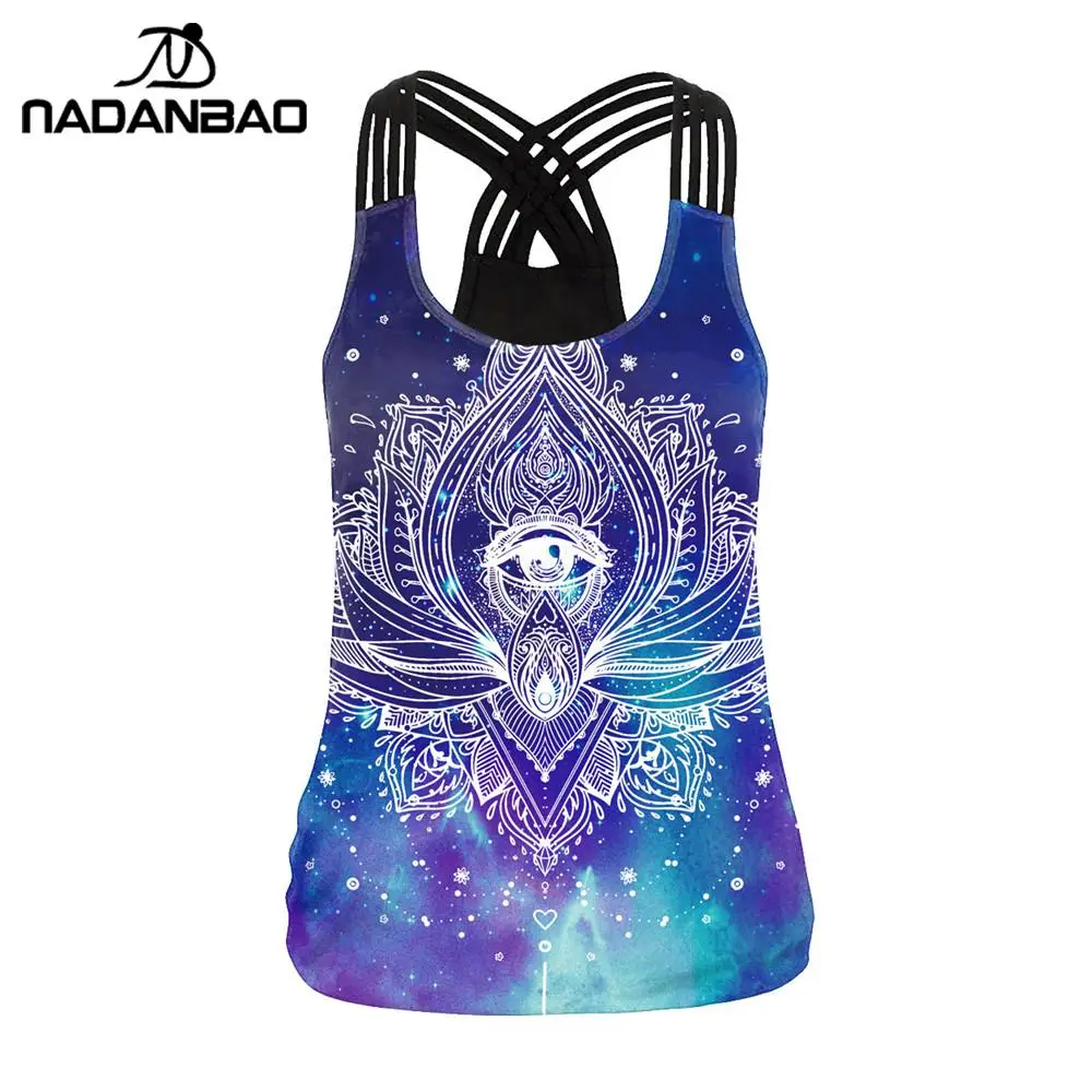 NADANBAO Aztec Round Ombre Flower Women Tank Tops Mandala Sling Tops Female Sleeveless Vest Casual Outside Wear Summer