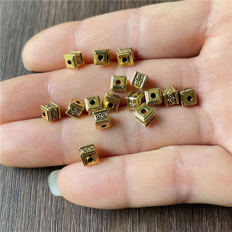 JunKang Metal cube Spacer Beads for DIY to make bracelets and necklaces connectors, wholesale jewelry alloys