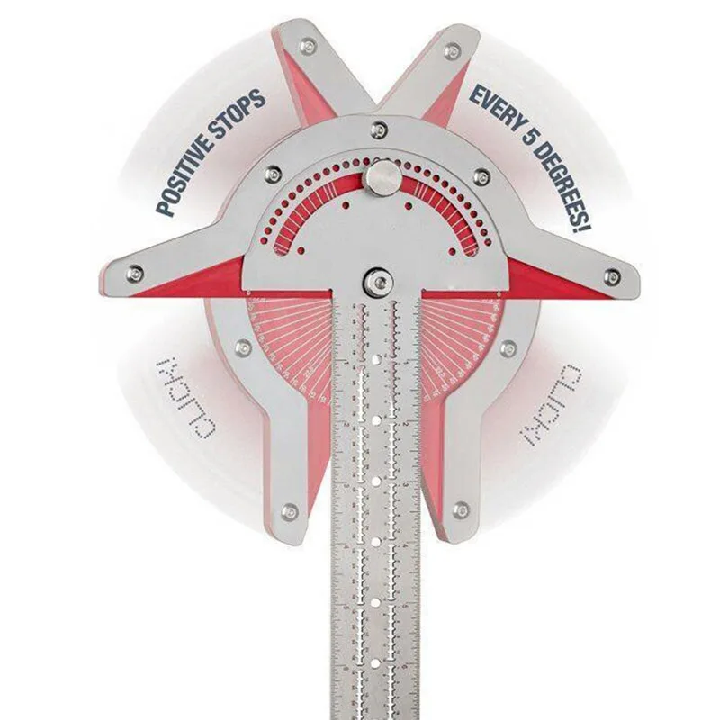 180องศาสแตนเลสวัดมุมปรับ Multifunction Semicircle ไม้บรรทัดคณิตศาสตร์เครื่องมือวัด