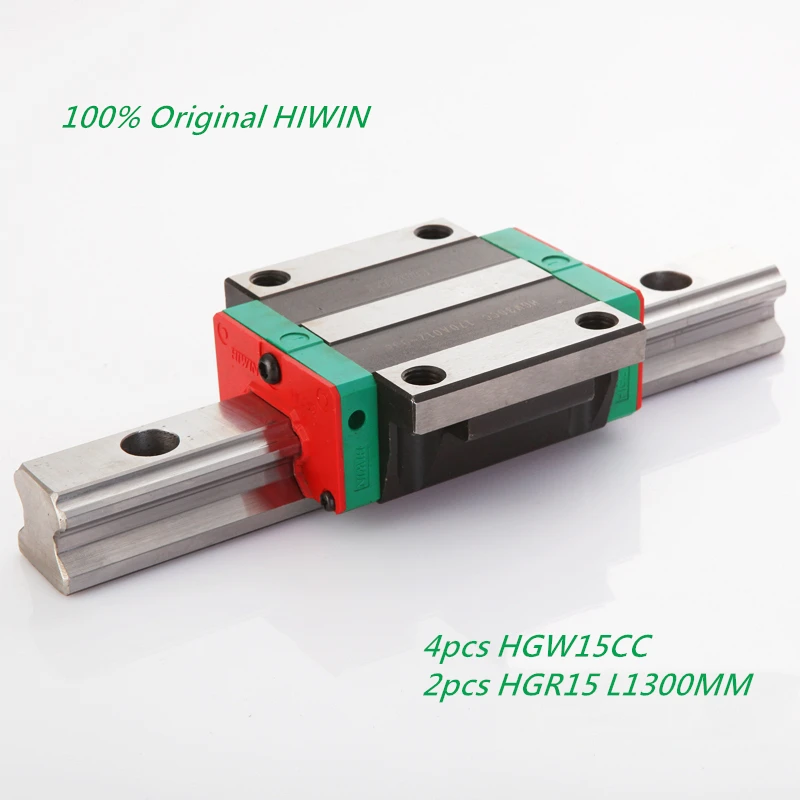 

2pcs Original HIWIN HGR15-L1300mm Linear Rails with 4pcs HGW15CC Linear Sliding Flanged Blocks