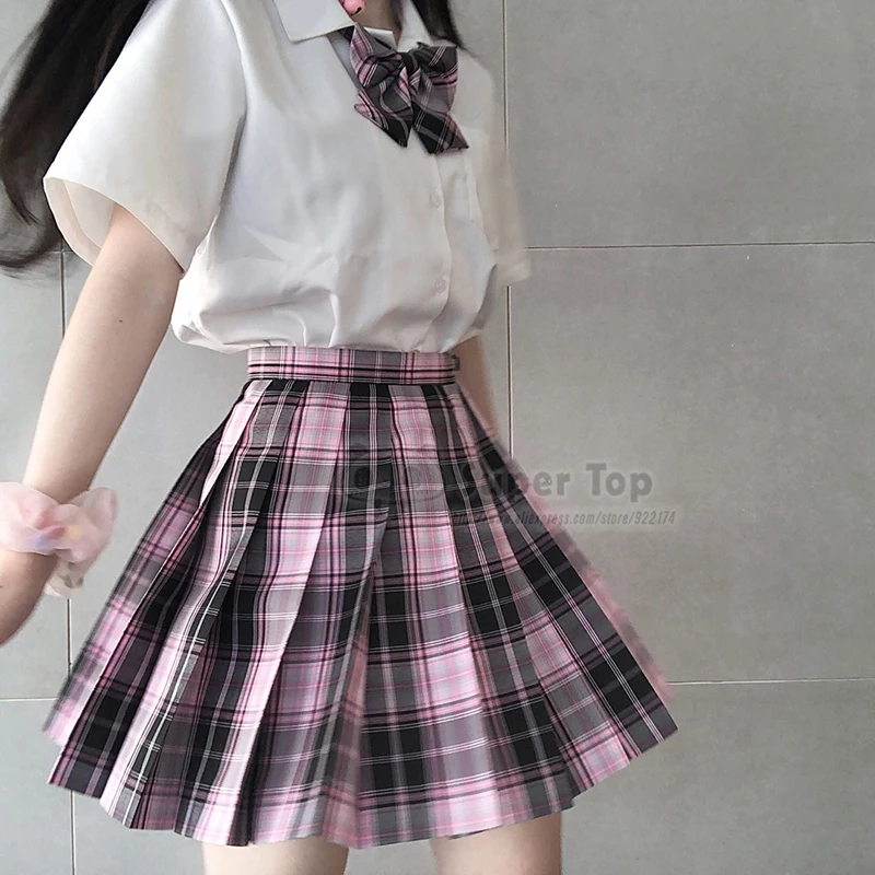 Hot Girl JK Uniform Skirt Original Students Pink Pleated Skirt Short Skirt Suit Full Set Summer Autumn Girls' School Uniforms