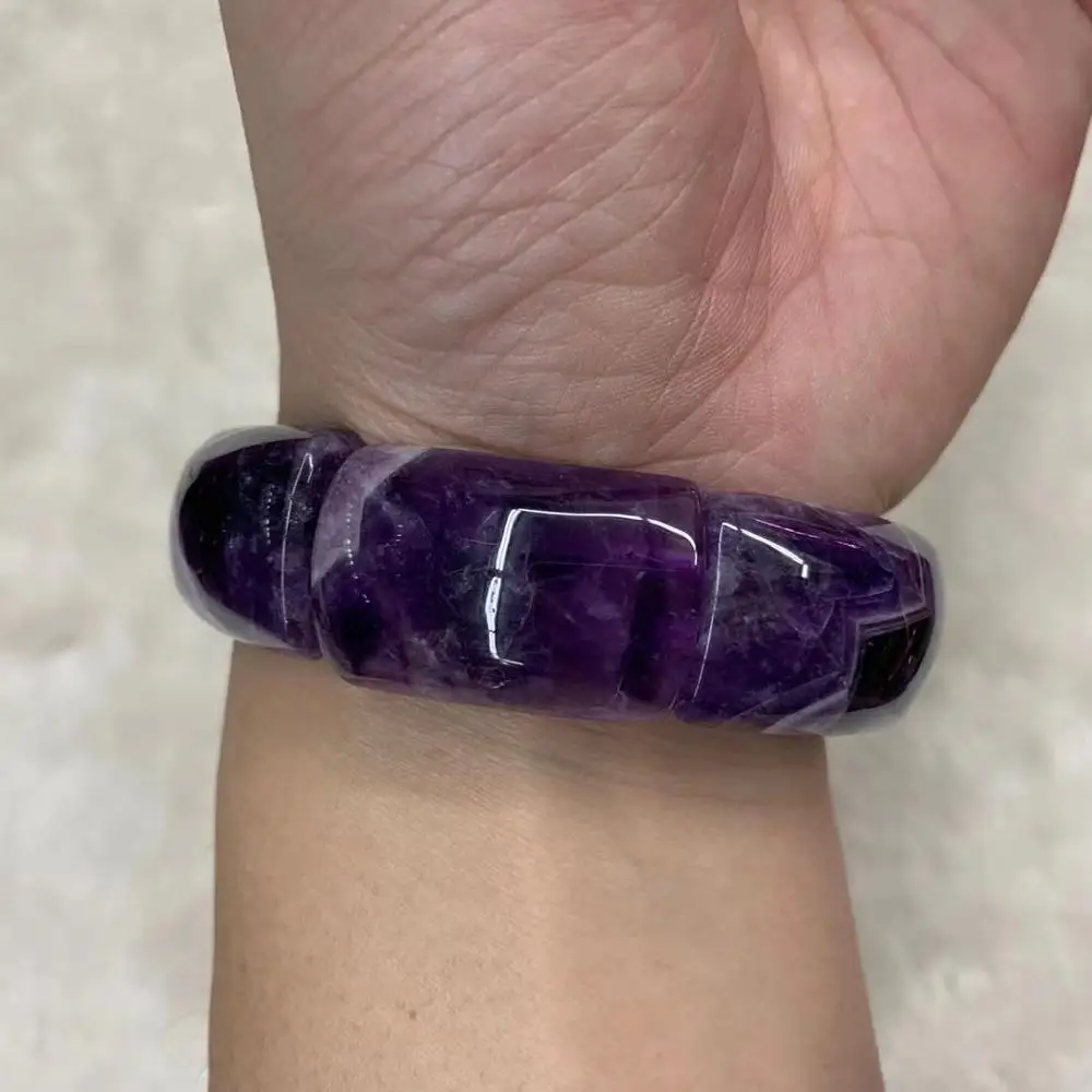 natural amethyst stone beads bracelet natural energy stone bangle gemstone jewelry for woman birthstone for Aquarius for gift