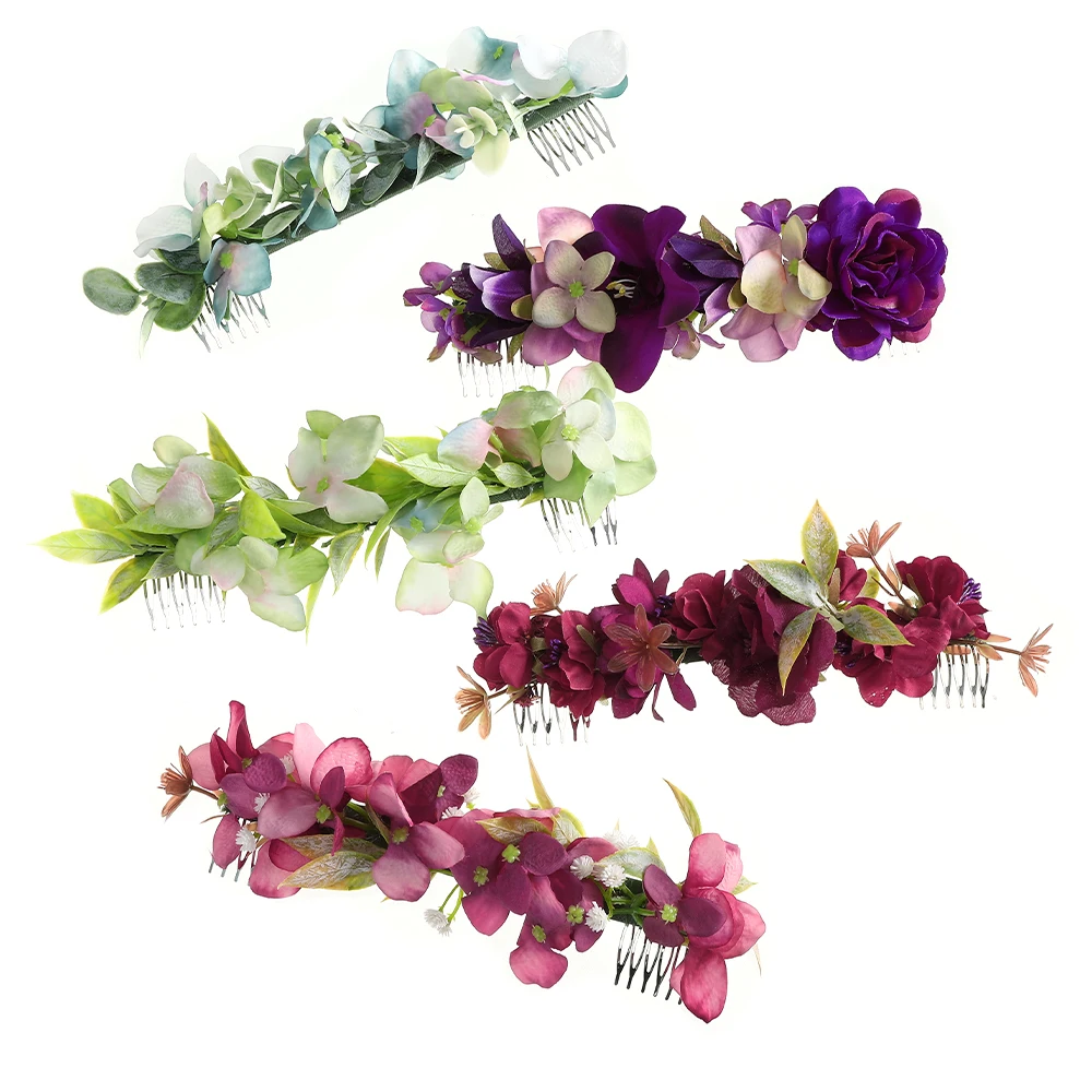 AWAYTR Flower Hair Comb  Wedding Bridal Hair Accessories Female Rattan Hair Comb Classic Hair Vine Fashion Chic Hair Pins