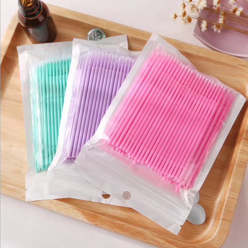 100pcs Eyelash Extension Microbrush Applicators   Eyelash Cotton Brush Stick Eyelashes Extension Cleaning Spatula Cosmetic Tool