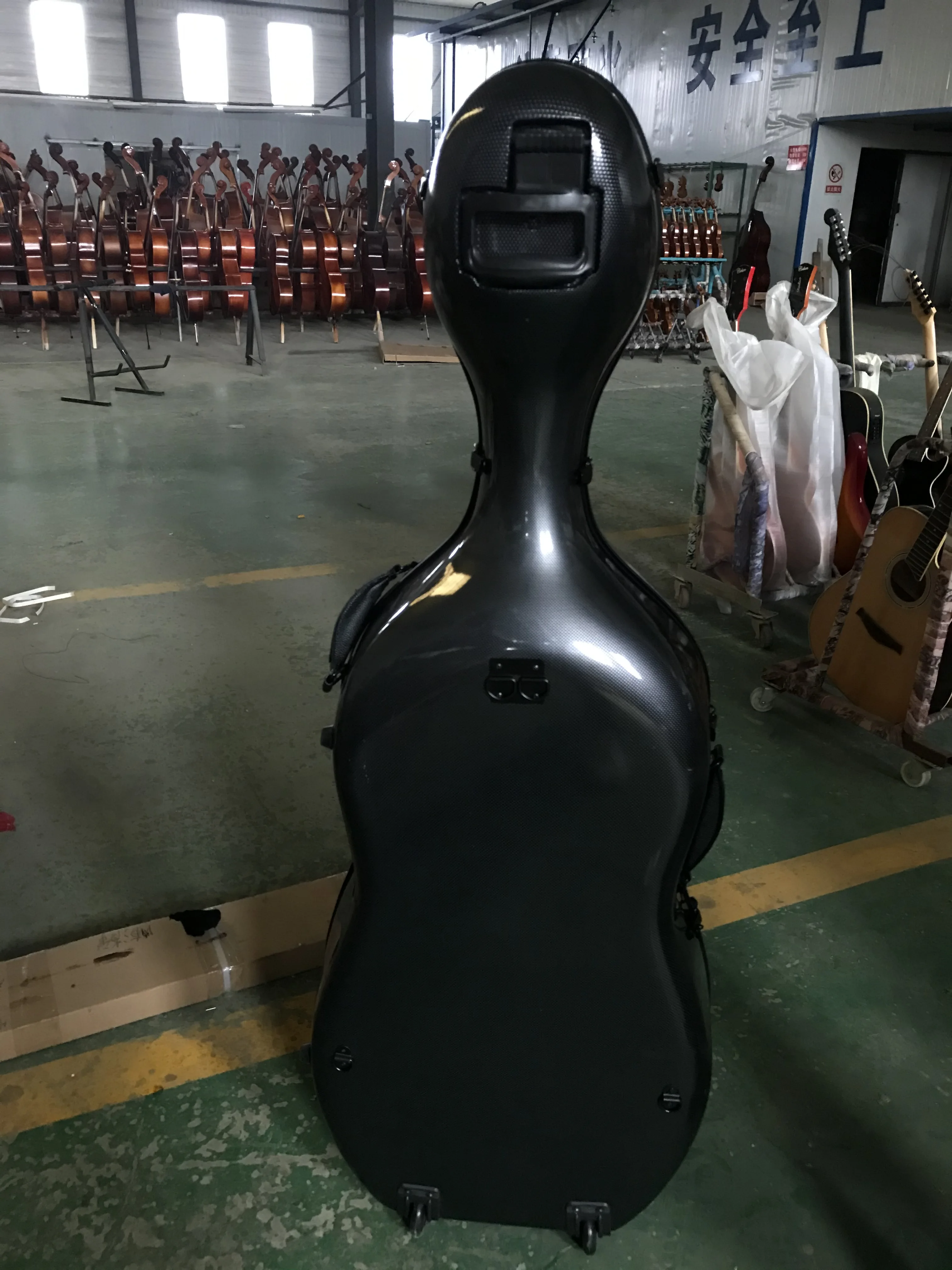 Strong Carbon Fiber Cello Case, Water-Resistant, Pressure-resistant, Wwheeled, Light Black, Hard Case, AA, New