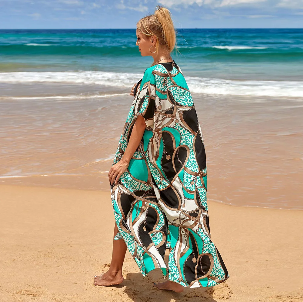 2023พิมพ์ Sarong Beach ปกคลุม Saida De Praia Beachwear Bath Outlet บิกินี่ Pareo ผู้หญิงชุดว่ายน้ำ Kimono Cardigan