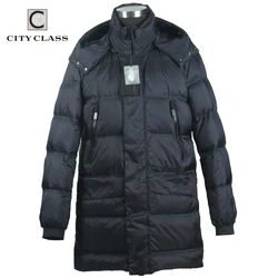 CITY CLASS Casual Fashion Men Long Down Coat New Arrivals Hot Sale Removable Zipper Hood Classic Brand Parkas Outwear for Male