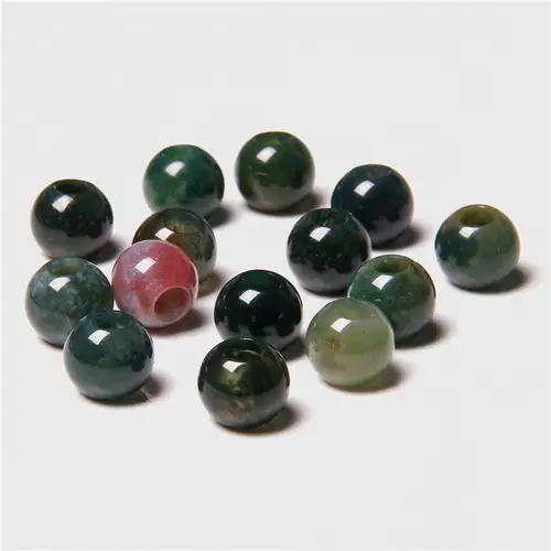 10pcs/Lot 8x14mm 5mm Big Hole Natural Round Jades Jaspe Stone Crystal Spacer Beads Charm Pendant For Jewelry Making Accessories - Image 10