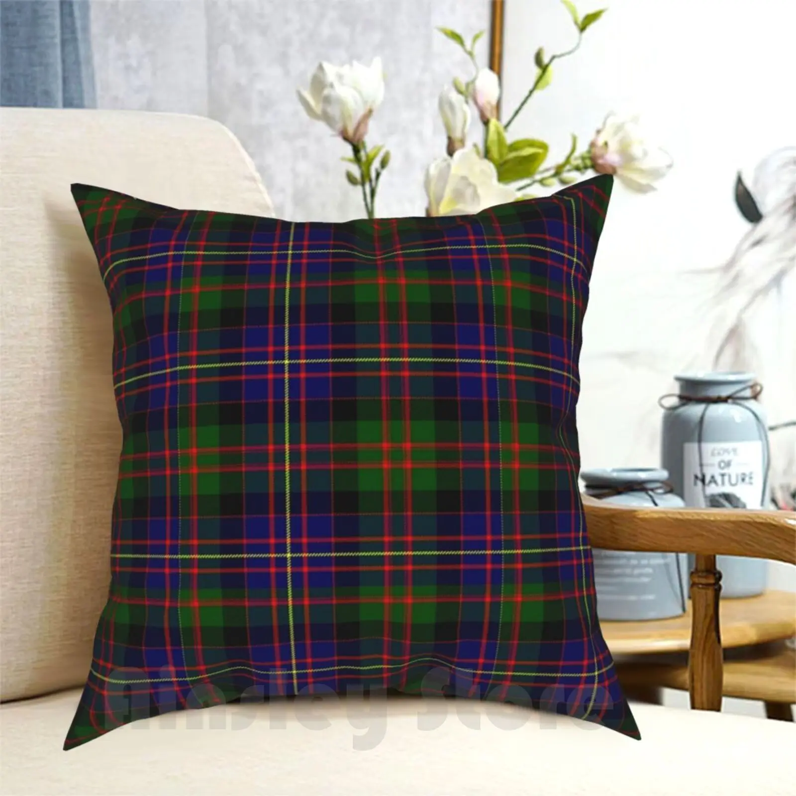 Clan Chalmers Tartan Pillow Case Printed Home Soft DIY Pillow cover Chalmers Heraldry Coat Of Arms Tartan Kilts Chief