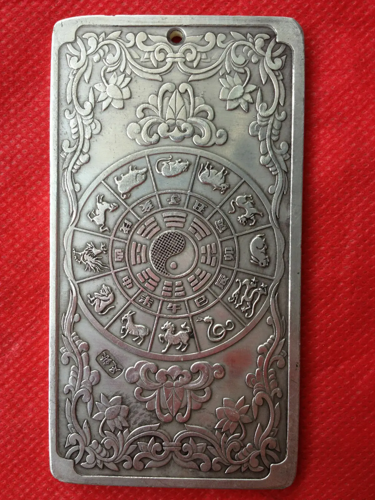 Chinese 12 Zodiac Chicken Tibetan Silver Bullion Thanka Amulet 135g Traditional Feng Shui Lucky Charm for Personal Protection