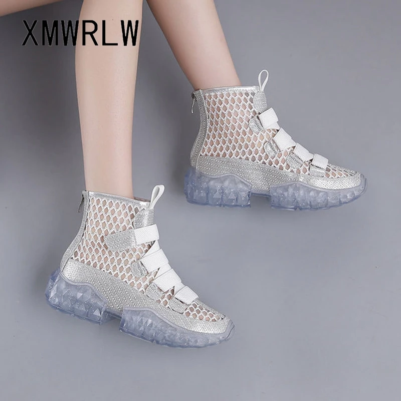 

XMWRLW Women's Summer Ankle Boots Casual Hook Loop Jelly Shoes Women Boots 2020 Summer High Heels Wedges Shoes For Women Boot