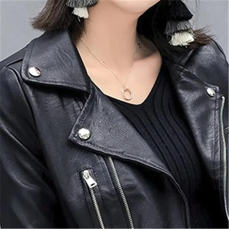 2020 New Autumn Women Pu Leather Jacket Woman Zipper Short Coat Female Black Punk Bomber Faux Leather Outwear spring  Blazer