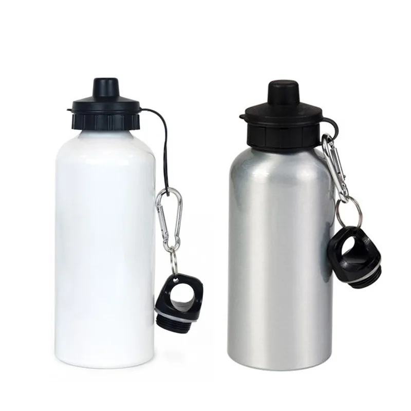 600ml Sublimation Blank Water Bottle For Print Sport Club Hiking Bike with hook Travel Aluminium Portable Drink Bottle