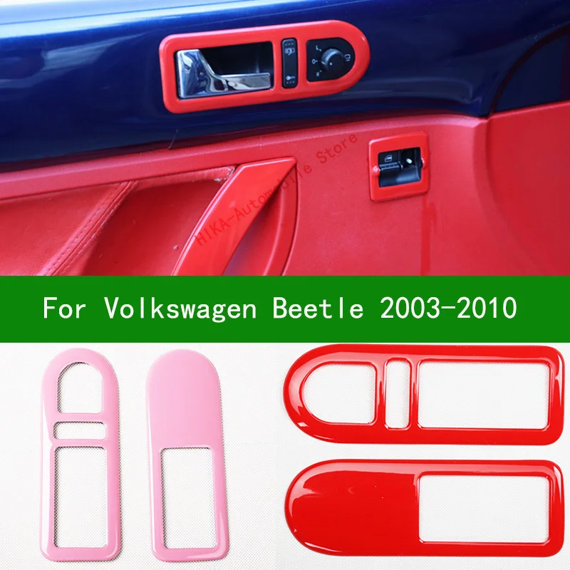 For volkswagen VW beetle 2003-2010 black carbon fiber Interior handle bowl protector switch inside trim cover 2005 2009 2006