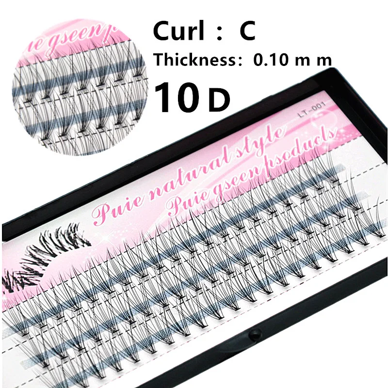 Una caja de 60 racimos de pestañas postizas 10D Naturales Extensión de pestañas personal Herramienta de extensión personal Maquillaje profesional de ojos