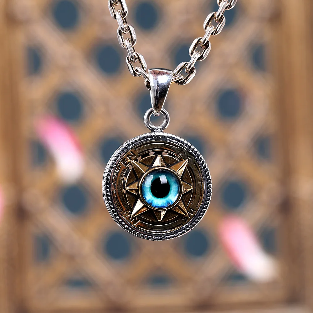 Real s925 Silver Jewelry Personalized Round Brand Eyeball Pendant Turned Fashion Trend for Man and Woman Pendant