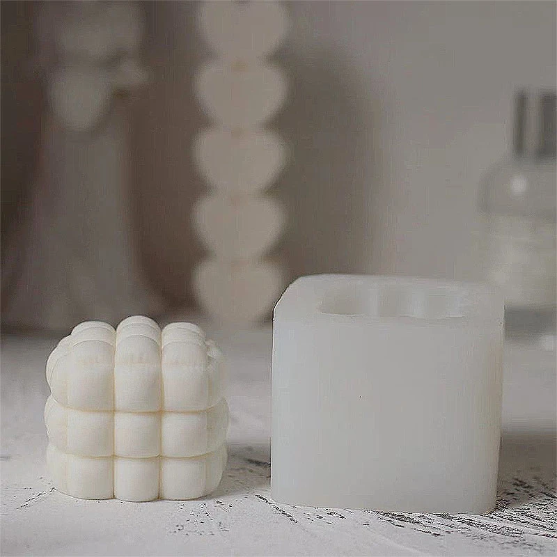 Geometric Square Scented Candle Silicone Mold DIY Handmade Soap Gypsum Clay Resin Crafts Making Mould Home Decoration Ornaments