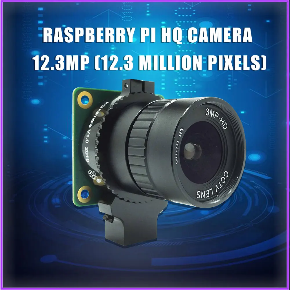 

Raspberry Pi High Quality Camera Module 12.3 Megapixel Sony IMX477 Sensor Adjustable Focus 6mm CS 16mm C-mount Lens for 4B/3B+