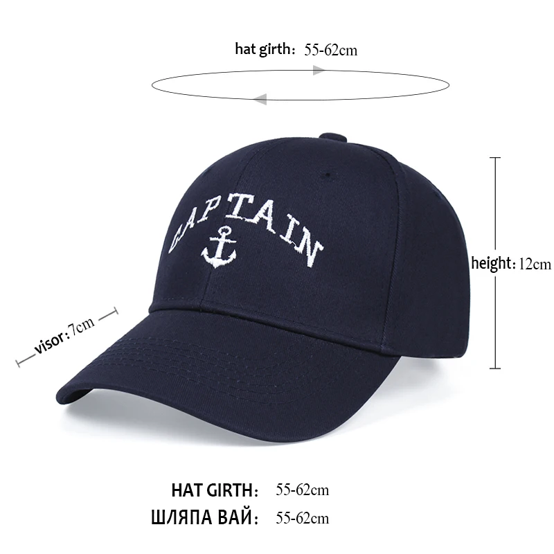 Summer Breathable CAPTAIN Embroidered Sun Hat Fashion Ladies Men Couples Baseball Cap Adjustable Hip Hop Cap Golf Cap