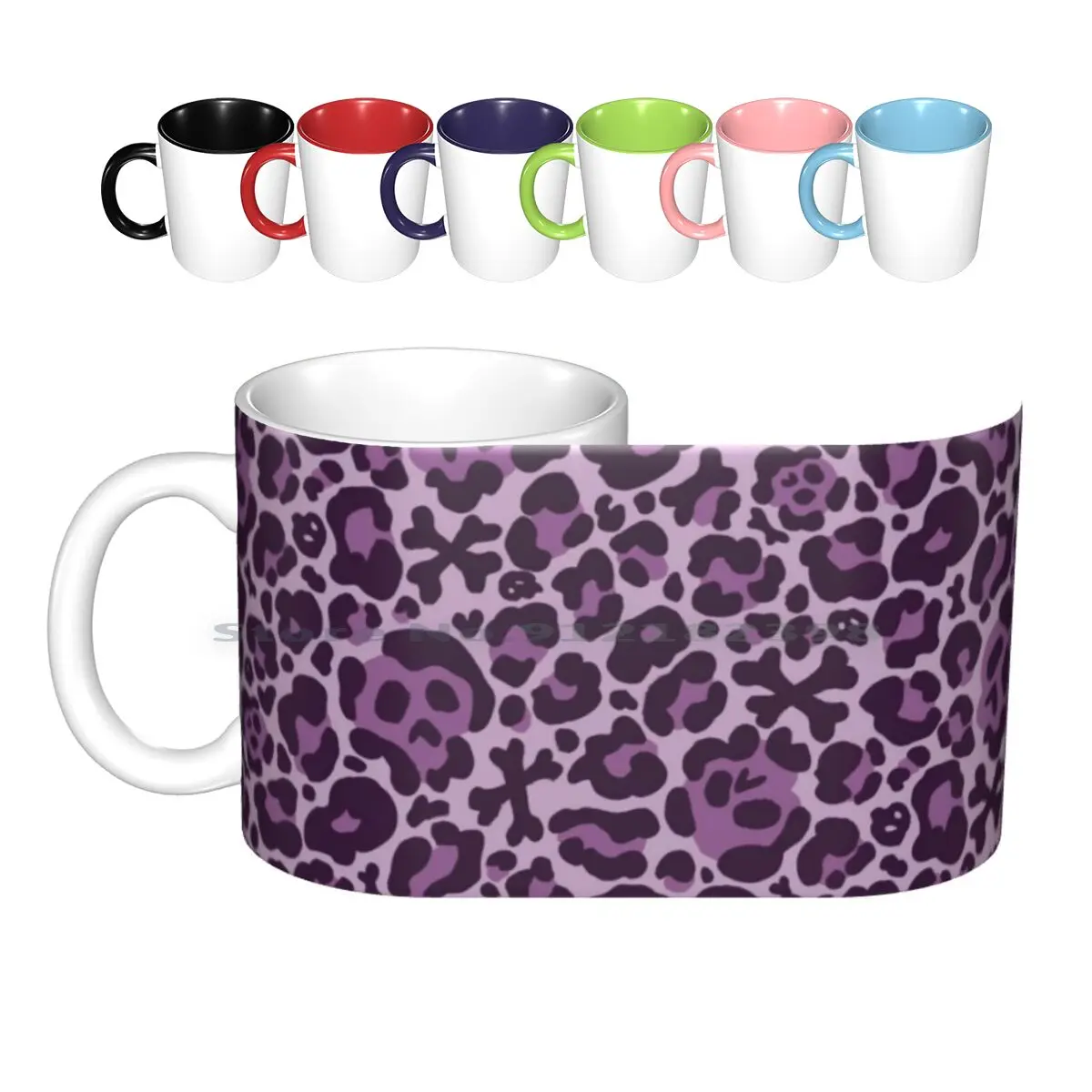 Skull Leopard Print-Purple Ceramic Mugs Coffee Cups Milk Tea Mug Skull Leopard Punk Skulls Bones Skeleton Animal Alternative