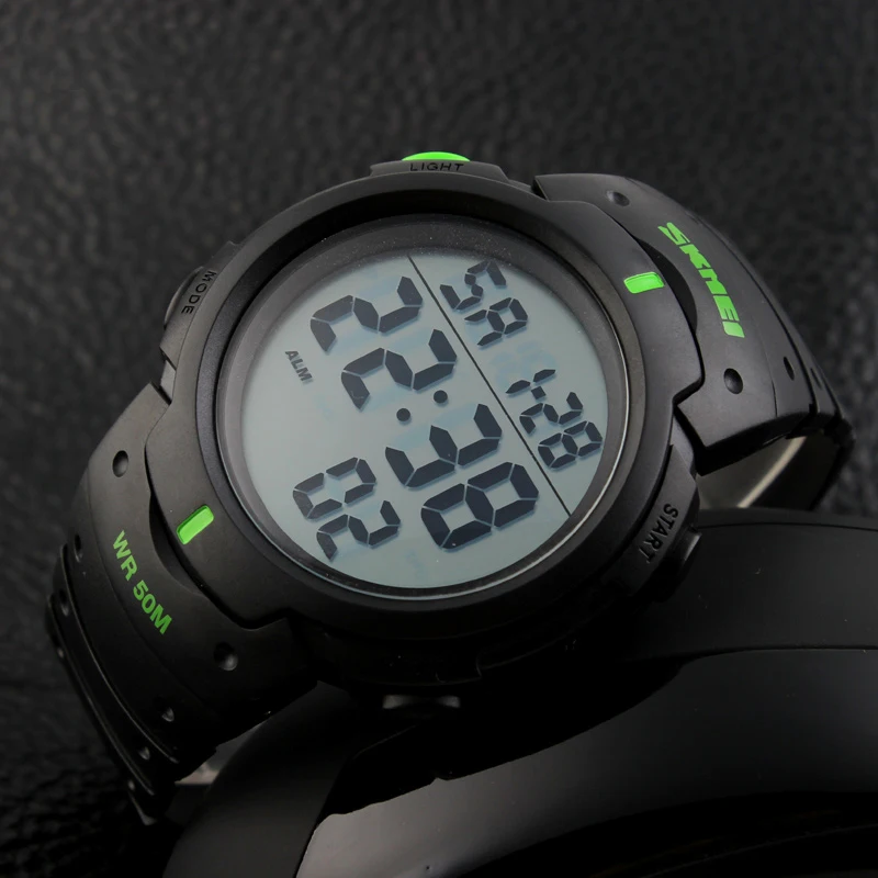 SKMEI 1068 Fashion Outdoor Sport Watch Men Big Dial Led Digital 5Bar Waterproof Wristwatch reloj hombre Luxury Brand Man Watches