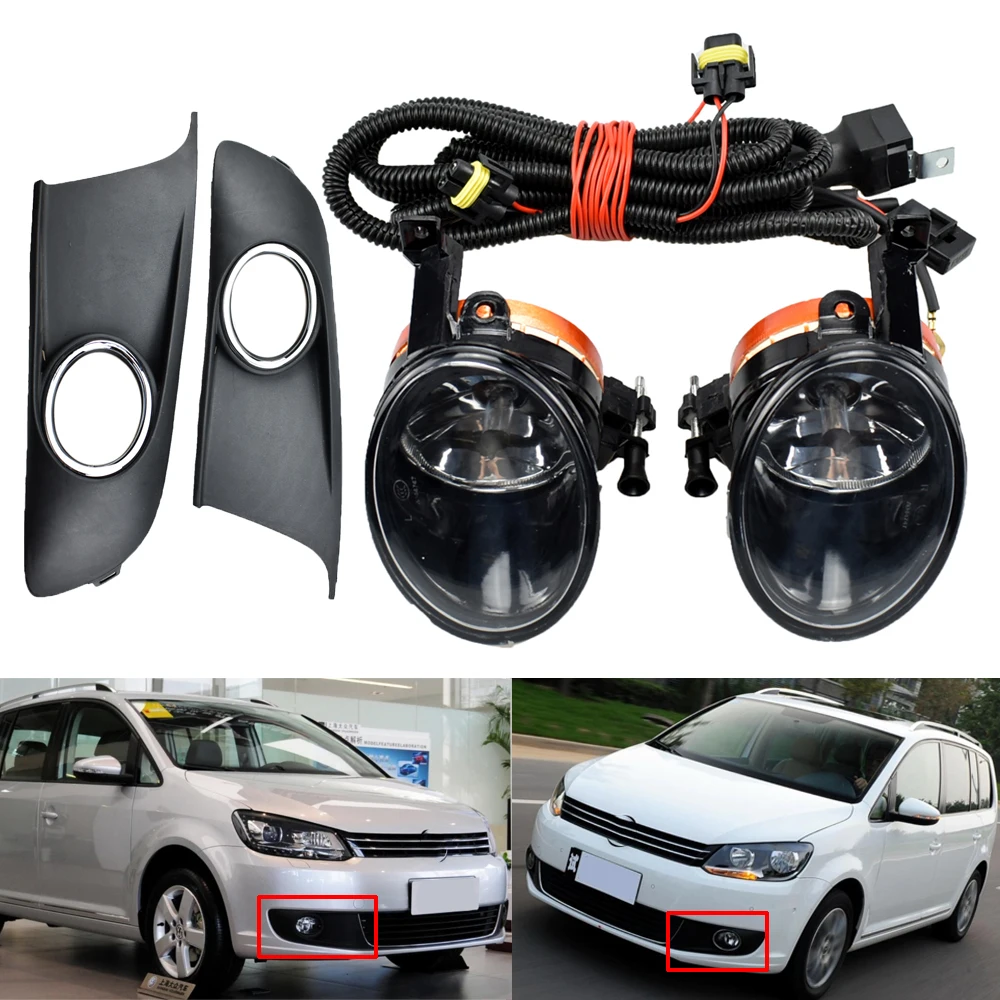 1Para 12V świateł przeciwmgielnych z przednimi światłami przeciwmgielnymi Zestaw przewodów do Touran MK2 Facelift 2011 2012 2013 2014 2015