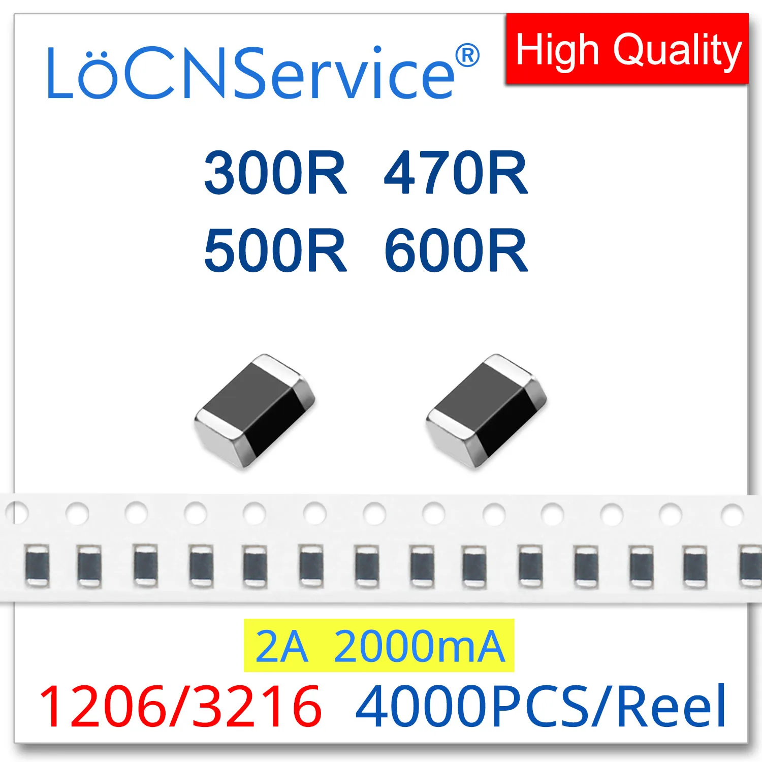 

LoCNService 1206/3216 100MHZ 4000PCS 2A Multilayer Chip Ferrite Beads 300R 470R 500R 600R 25% High quality 2000mA