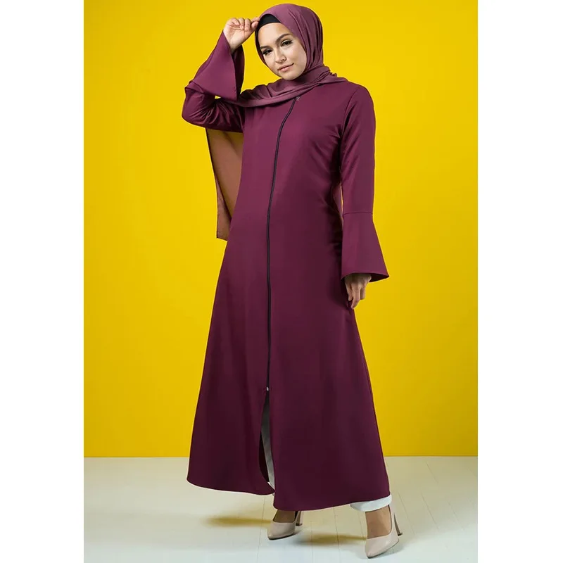 

Eid Mubarak Muslim Robe Zipper Cardigans For Women Ramadan Prayer Kaftans Islam Abaya Turkey Malaysia Musulmane Plain Caftans