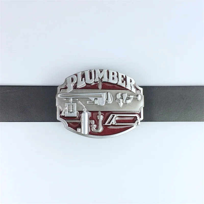 New Vintage Red Enamel Plumber Belt Buckle Gurtelschnalle Boucle de ceinture also Stock in the US