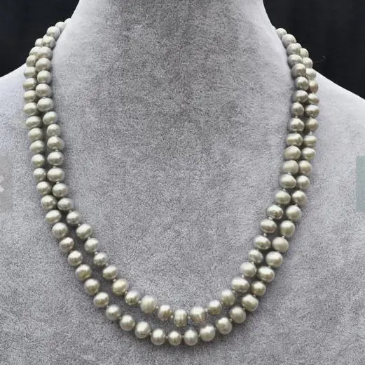 

Favorite Pearl Necklace 34 inches Long AA 6-7MM Grey Freshwater Handmade Wedding Birthday Party Fine Jewelry Classic Women Gift