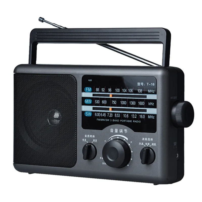 

Portable full band FM/AM/WM radio large speakers stereo radio dual power supply broadcast built-in speaker radios headphone port