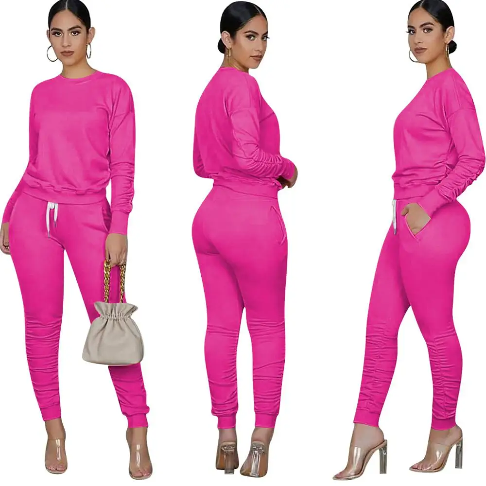 two piece set women 2 piece set stacked leggings clothes for women outfits  stacked pants tracksuit female fall clothes 2020