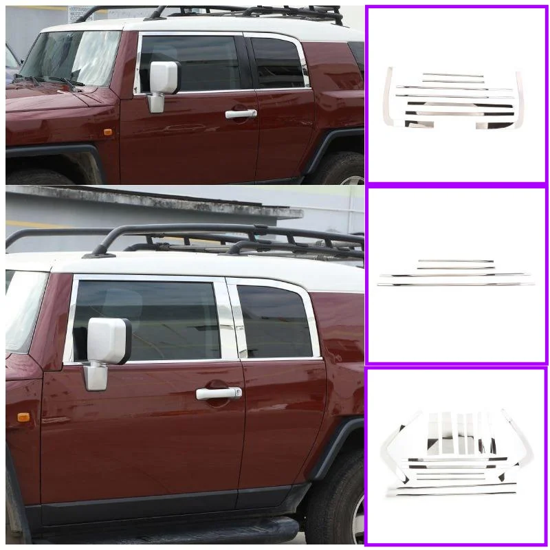 

Stainless Steel Exterior Window Frame Protective Plates Strip Molding For Toyota FJ Cruiser 2007-2021 Decorate Car Accessories