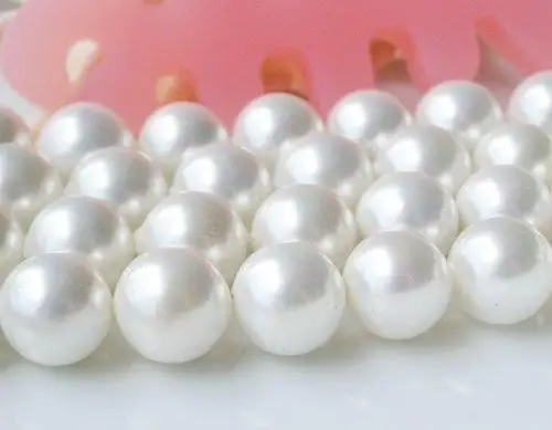 Favorite Pearl Loose Beads Fine Jewelry AAA 8-12MM White Round Sea Shell Pearl Strand 40CM For Making Bracelet Necklace Earring