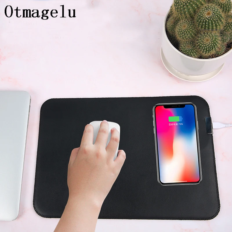 

2019 New Game Mouse Pad 10W Mmobile Phone Fast Charge Leather Waterproof Computer Mouse Pad Non-Skid Office Table Mat 210x300mm