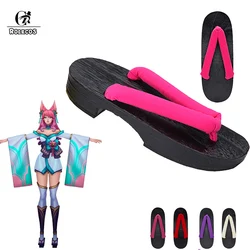 ROLECOS LOL Spirito Fiore Ahri Cosplay Scarpe Da Donna In Legno Geta Zoccoli Cosplay Costumi Sauna Spa A Casa di Usura Della Spiaggia Pantofole Sandalo