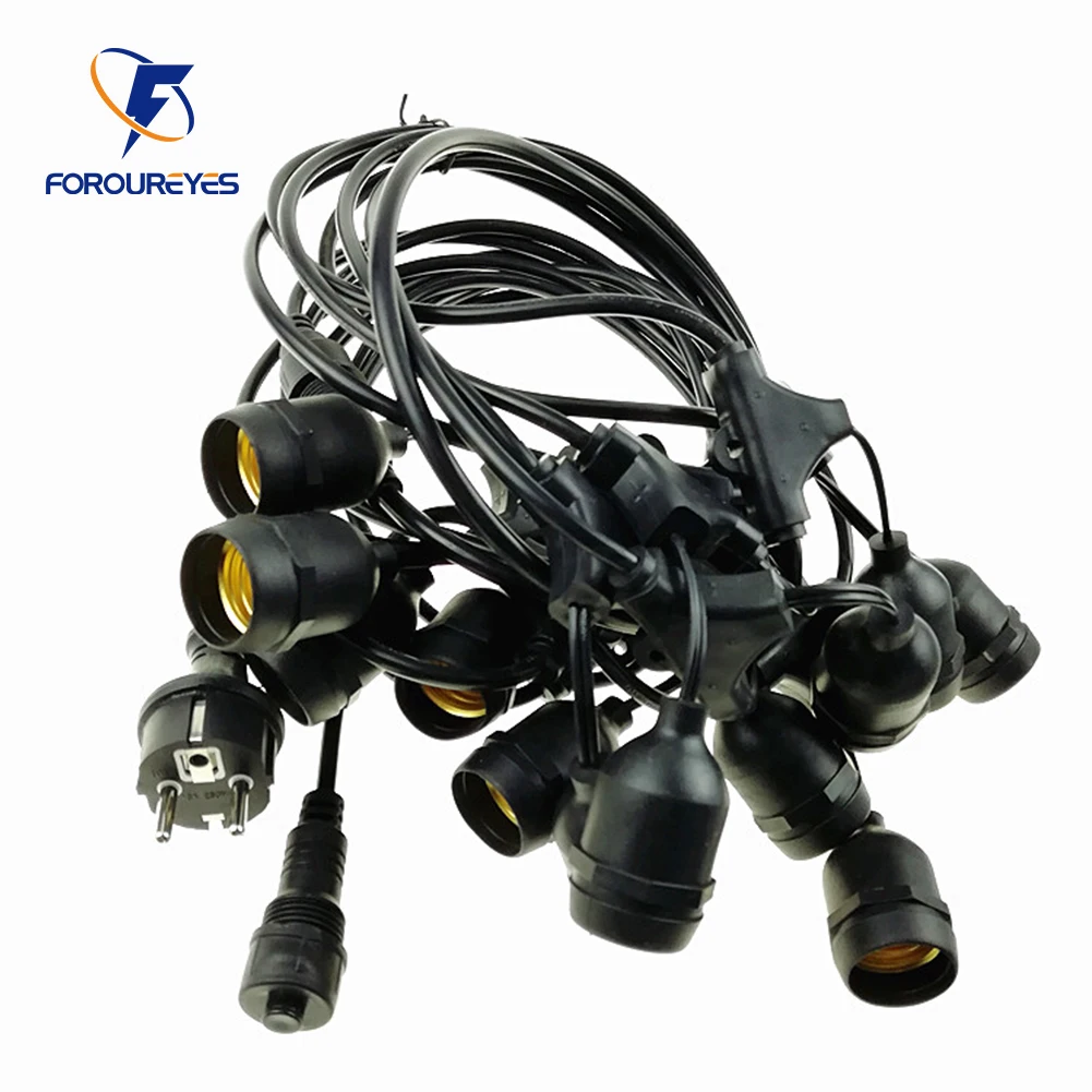 10M Waterproof String Lights Holder 10pcs Head For Outdoor LED string Lamp Party Patio Garden Holiday Wedding Decorative