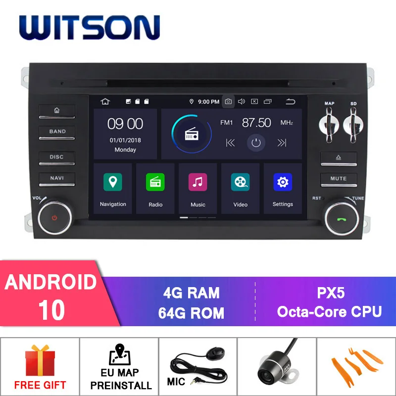 WITSON Android 10.0 CAR DVD PLAYER GPS For PORSCHE CAYENNE 2003-2010 car radio audio stereo navigation multimedia player DVR OBD