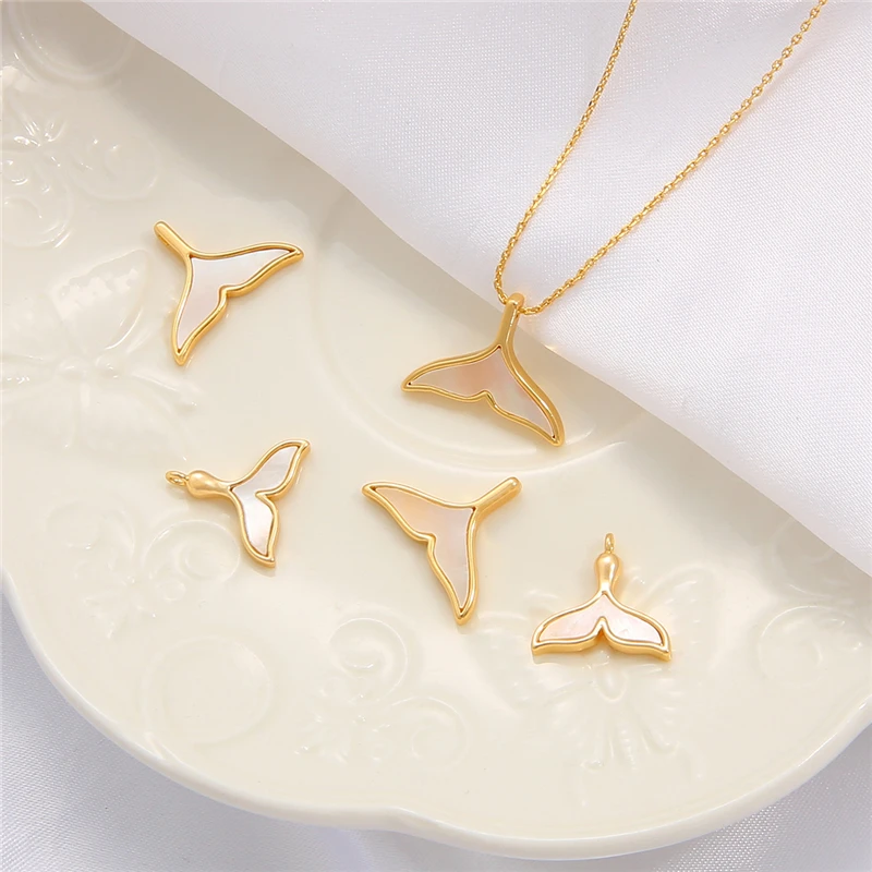 1PC 18K Gold Plated Copper Natural Shell Butterfly Fishtail Angel Charms Zircon Pendant for Necklace Bracelet Jewelry Making